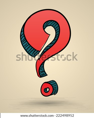 Abstract question mark sketch vector Illustration. Hand drawn sign 