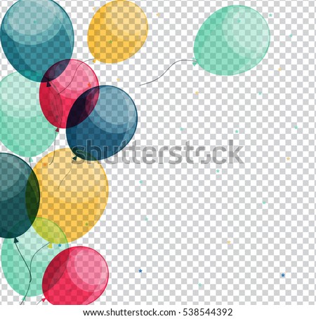 Glossy Happy Birthday Balloons on Transparent Background Vector Illustration eps10 Glossy Happy Birthday Balloons on Transparent Background Vector Illustration eps10