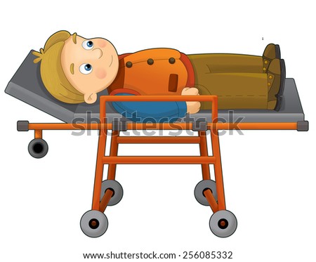 Cartoon patient lying on hospital bed - illustration for the children ...