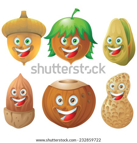 nuts cartoon seeds character icon vector illustrations peanuts shutterstock squirrel clip vectors nut royalty portfolio