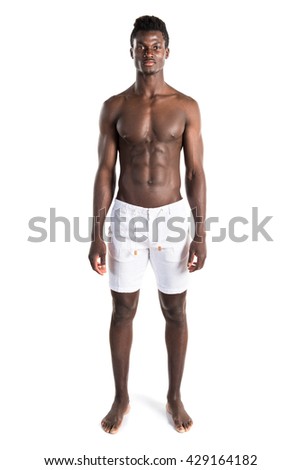 Nude African American Man Covering Private Stock Photo