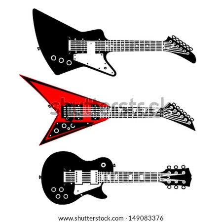 Different electric guitar, vector set, part 2 - stock vector