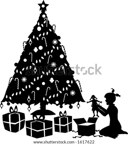 Download Vector Silhouette Graphic Depicting Santa Leaving Stock ...