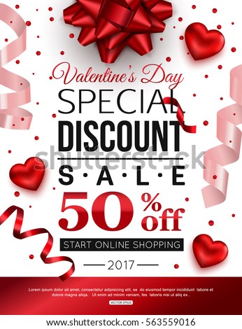 Valentines Day special discount for online shopping. Vector illustration. Valentines Day special discount for online shopping. Vector illustration.