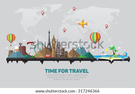 Travel and tourism background. - stock vector Travel and tourism background. - stock vector