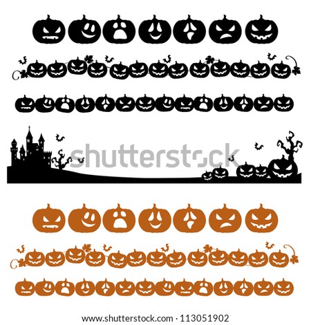 stock vector halloween pumpkin line decoration in silhouette 113051902