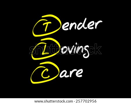 Tender Loving Care (TLC), business concept acronym - stock vector