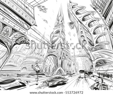 Hand Drawn City Vector Illustration Stock Vector 150476795 - Shutterstock