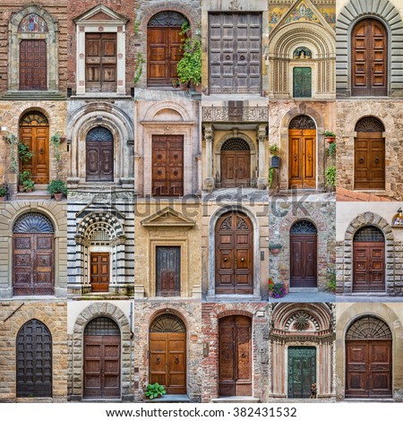 Doors Italy Collection Different Beautiful Ancient Stock Photo