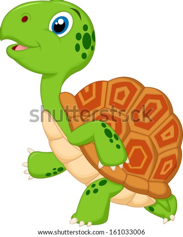 Turtle Cartoon Running - Stock Photo