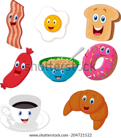 Breakfast cartoon collection - stock vector
