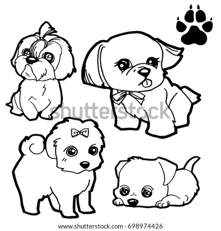 Six Cute Cartoon Dogs All Different Stock Vector 24223105 - Shutterstock