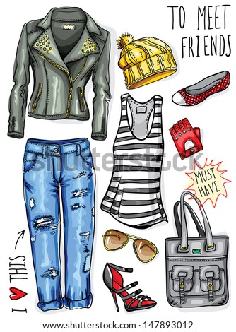 Fashion Clothes Stock Vector 147893012 - Shutterstock