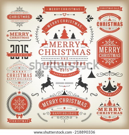 Christmas Decoration Vector Design Elements. Merry Christmas and Happy ...