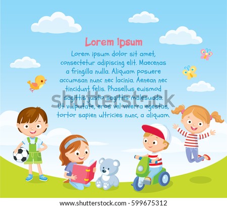 Summer background with playing kids Summer background with playing kids
