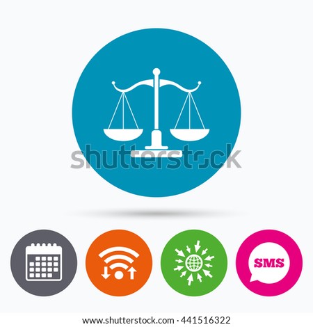 Legal+Scale+Logo+Seal , Sms and calendar icons. Scales of Justice sign icon. Court of law ...