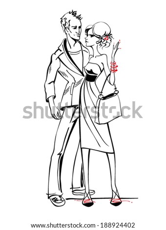 http://thumb9.shutterstock.com/display_pic_with_logo/1395010/188924402/stock-vector-fashion-illustration-of-stylish-man-and-woman-that-are-talking-very-closely-the-lady-is-with-a-188924402.jpg