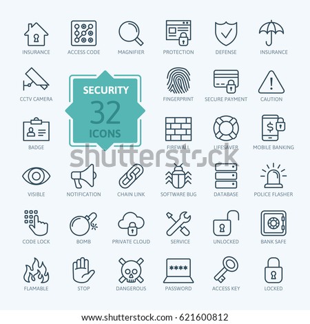 Security - outline web icon set, vector, thin line icons collection Security - outline web icon set, vector, thin line icons collection