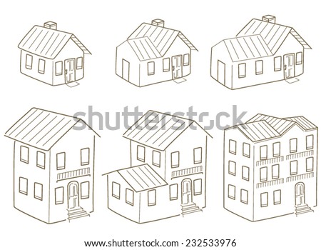 House Line Art - stock vector