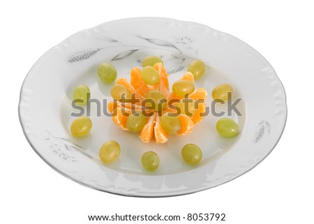 peeled tangerines and grapes on peeled tangerines and grapes on
