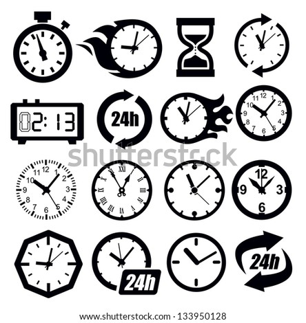 Vector Black Clocks Icon Set On Stock Vector 133950128 - Shutterstock