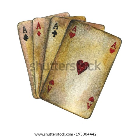 Playing cards, isolated on white background. - stock photo