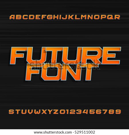 Futuristic alphabet vector font. Effect type letters and numbers on a dark background. Vector typeface for your design. Futuristic alphabet vector font. Effect type letters and numbers on a dark background. Vector typeface for your design.