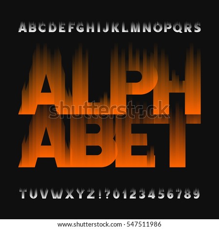 Abstract flame alphabet font. Type letters and numbers on a dark background. Vector typeface for your design. Abstract flame alphabet font. Type letters and numbers on a dark background. Vector typeface for your design.