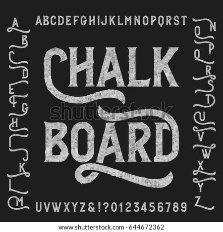 Chalk board alphabet font with alternates. Retro letters, numbers and symbols. Vintage vector typeface for your design. Chalk board alphabet font with alternates. Retro letters, numbers and symbols. Vintage vector typeface for your design.