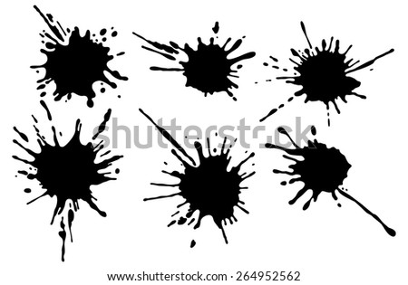 Vector Black Ink Splashes On White Stock Vector 103679465 - Shutterstock