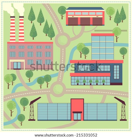 Cartoon Map Seamless Pattern Small Town Stock Vector 111999323