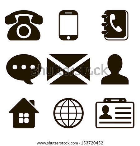 Contact Black Icons Set Mobile User Stock Vector 119672461 - Shutterstock