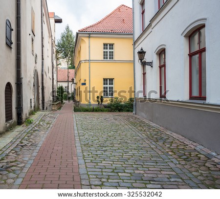 The+Butcher+of+Riga Skarnu (Butcher's) street, Old City of Riga, Latvia-October 2, 2015 ...