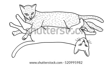 Vector Outline Sketch Cat Standing Stock Vector 276653699 - Shutterstock