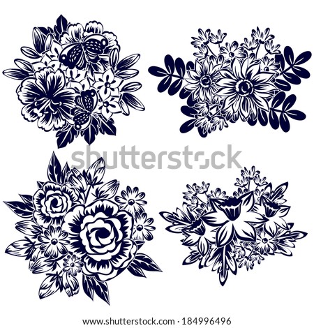Beautiful Doodle Art Flowers Zentangle Floral Stock Vector 263002523