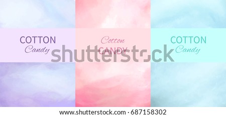 Cotton candy backgrounds in purple, pink and blue colors with place for advertisement text vector illustration. Dessert for children called sugar glass Cotton candy backgrounds in purple, pink and blue colors with place for advertisement text vector illustration. Dessert for children called sugar glass