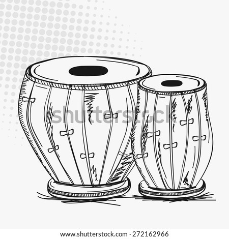 Classical Instruments Drawings Indian Traditional Musical