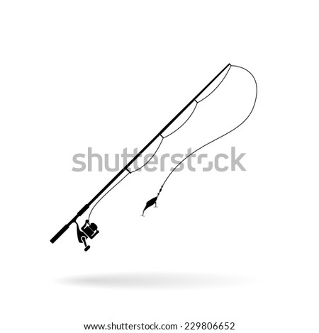 isolated fishing rod - stock vector
