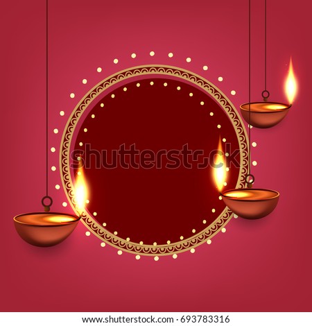 Happy Diwali, Vector Illustration, Easy to Edit, Hanging Shiny Diyas, Frame Design, Hindu Festival. Happy Diwali, Vector Illustration, Easy to Edit, Hanging Shiny Diyas, Frame Design, Hindu Festival.
