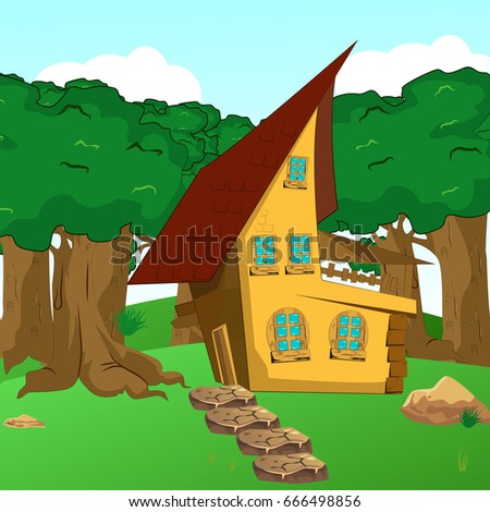 Illustration Shows Fabulous House Made Twigs Stock Vector 205874854