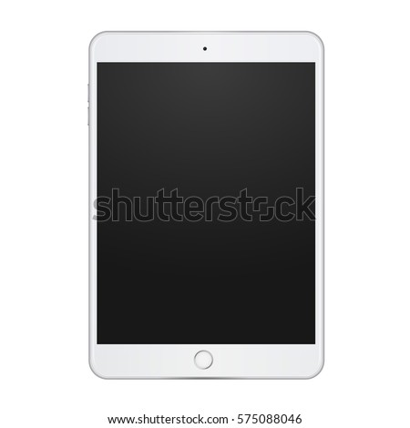 White tablet with empty screen on white background, vector digital template. White tablet with empty screen on white background, vector digital template.