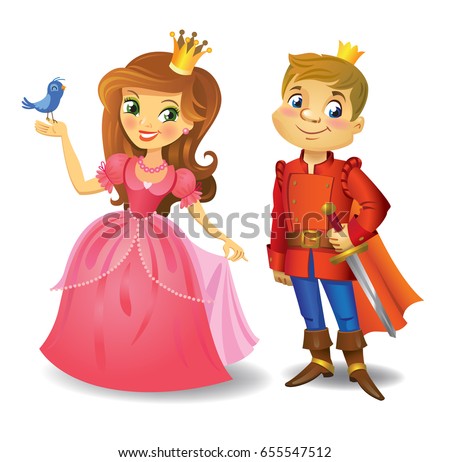 Illustration Prince Princess Holding Hands Stock Vector 126342047 