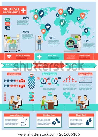 Medical Infographics Set Charts World Map Stock Vector 249863164 ...