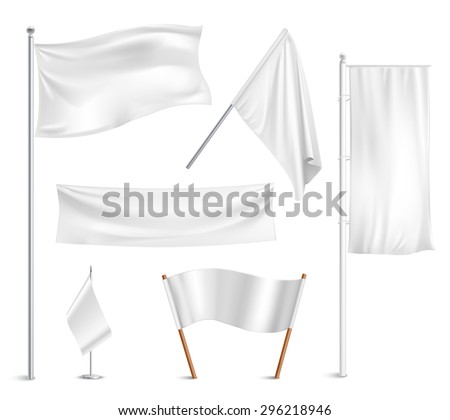 Various white flags and banners pictograms collection with hoisted and half-mast lowered positions abstract vector illustration - stock vector Various white flags and banners pictograms collection with hoisted and half-mast lowered positions abstract vector illustration - stock vector