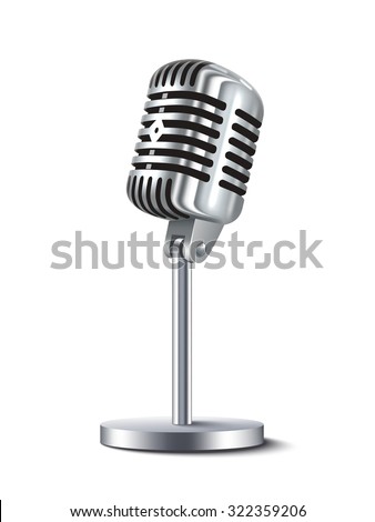 Vintage metal studio microphone isolated on white background vector illustration - stock vector Vintage metal studio microphone isolated on white background vector illustration - stock vector