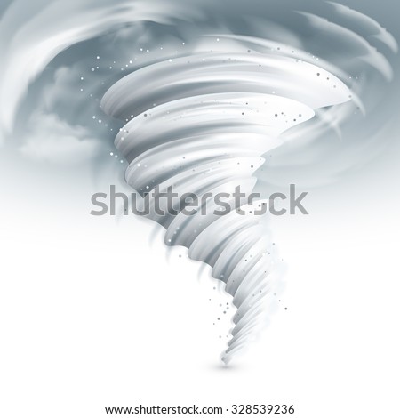 Realistic tornado swirl with dark clouds in sky vector illustration - stock vector Realistic tornado swirl with dark clouds in sky vector illustration - stock vector