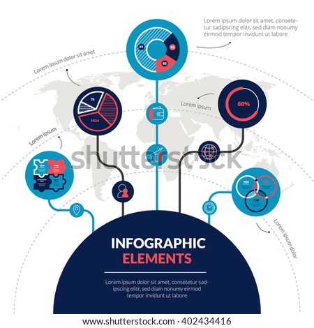 Space planetary science research and exploration flat infographic elements set with orbits circle infochart statistics vector illustration - stock vector Space planetary science research and exploration flat infographic elements set with orbits circle infochart statistics vector illustration - stock vector