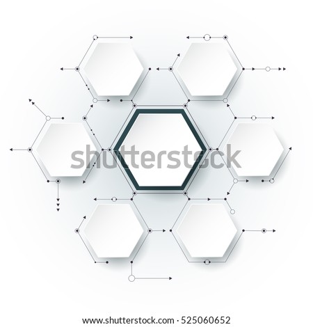 Vector molecule with 3D paper label, integrated Hexagon background. Blank space for content, business, infographic, diagram,digital network, flowchart. Social network connection technology concept
Vector molecule with 3D paper label, integrated Hexagon background. Blank space for content, business, infographic, diagram,digital network, flowchart. Social network connection technology concept