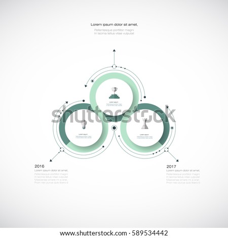 Vector Infographic 3D circle label design template with arrows sign and 3 options or steps. Infographics for business presentations or information banner, process diagram, flow chart, graph, scheme Vector Infographic 3D circle label design template with arrows sign and 3 options or steps. Infographics for business presentations or information banner, process diagram, flow chart, graph, scheme
