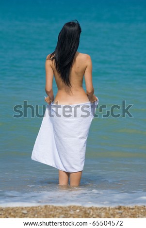 Naked Middle Aged Woman On Beach Stock Photo 75650986 